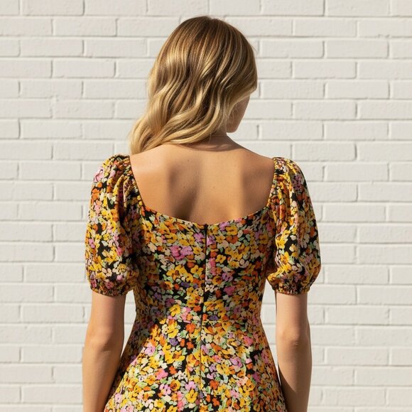 Yellow mini dress - Casual, light weight, sweetheart dress - Picture 9 of 10